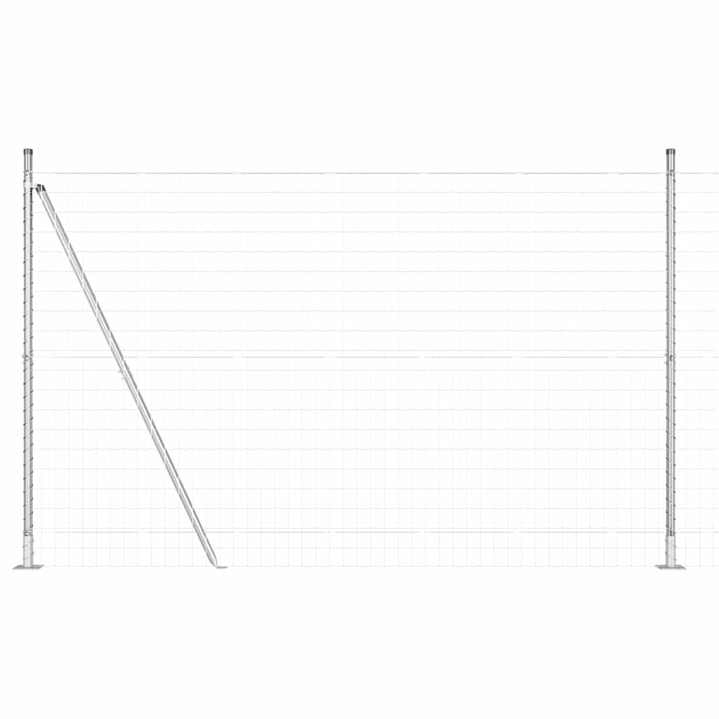 Outdoor Euro Fence with Concrete Base 10 x 1.5 m Silver Mesh