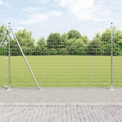 Outdoor Euro Fence with Concrete Base 10 x 1.6 m Silver Mesh