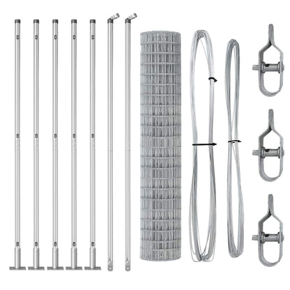 Outdoor Euro Fence with Concrete Base 10 x 1.6 m Silver Mesh