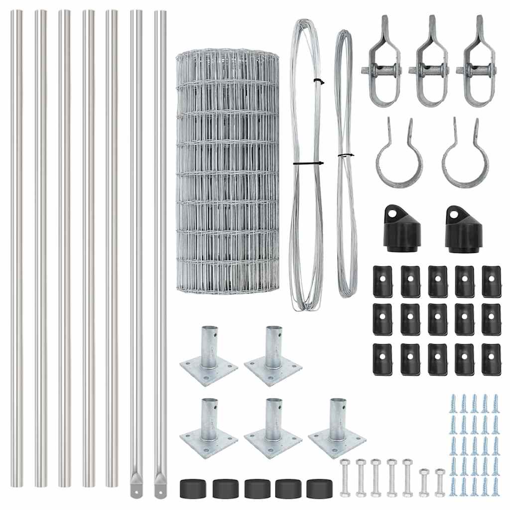Outdoor Euro Fence with Concrete Base 10 x 0.4 m Silver Mesh