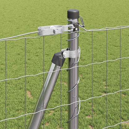 Outdoor Euro Fence with Concrete Base 10 x 1.2 m Silver Mesh