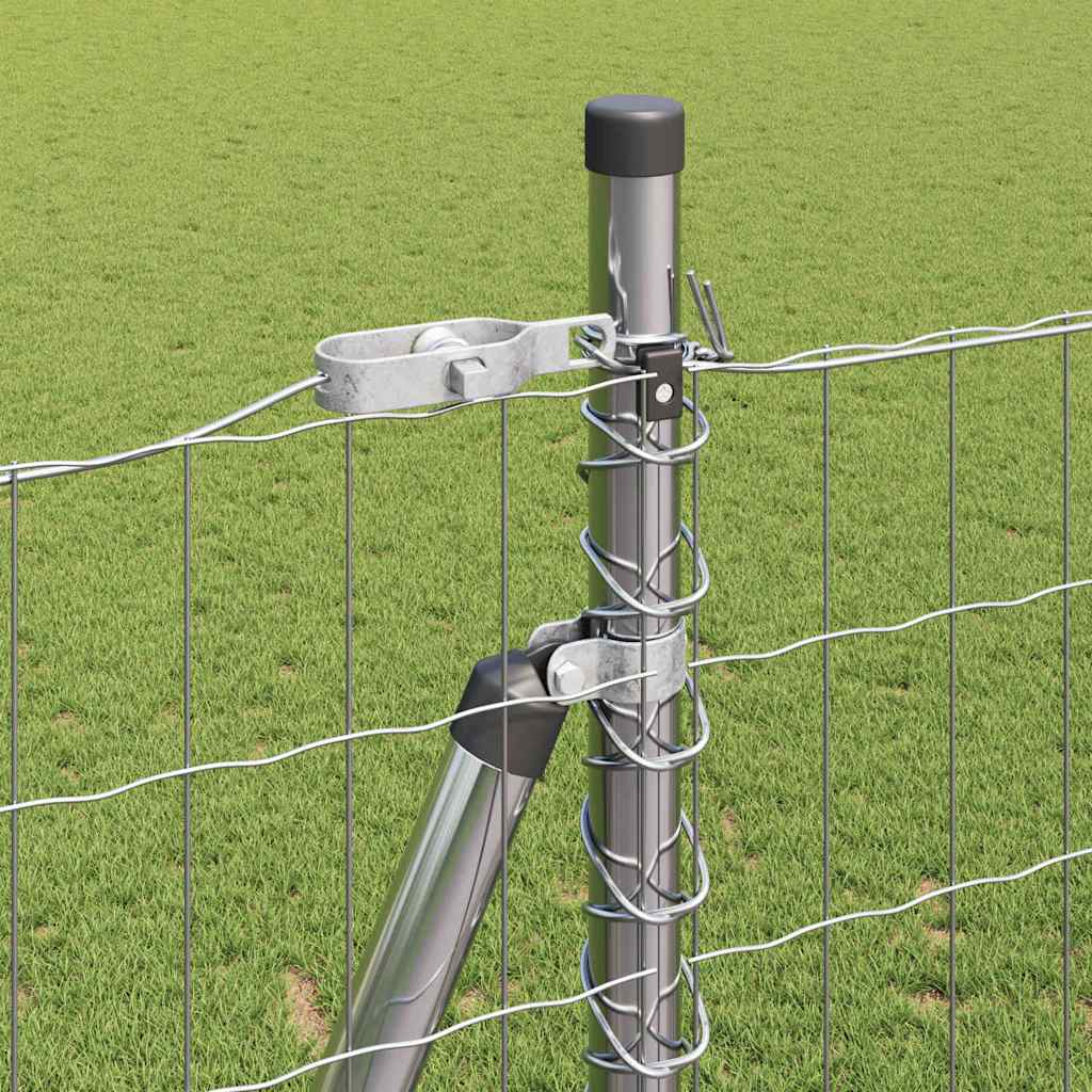 Outdoor Euro Fence with Concrete Base 10 x 1.5 m Silver Mesh