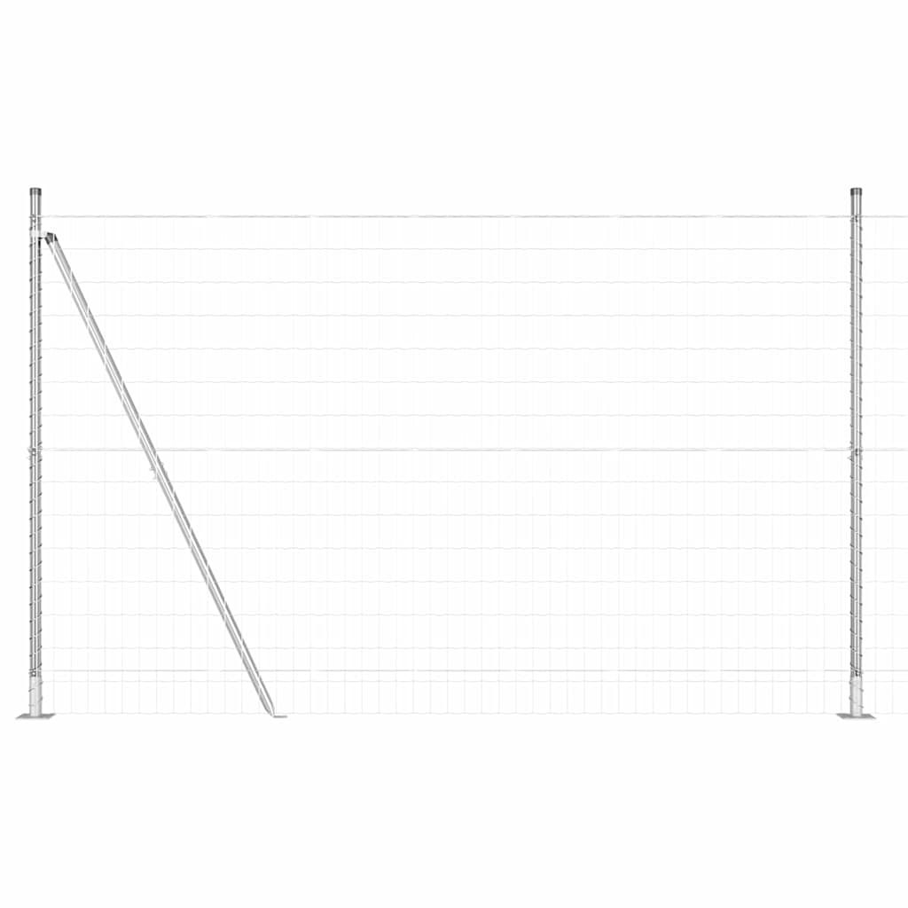 Outdoor Euro Fence with Concrete Base 10 x 1.5 m Silver Mesh
