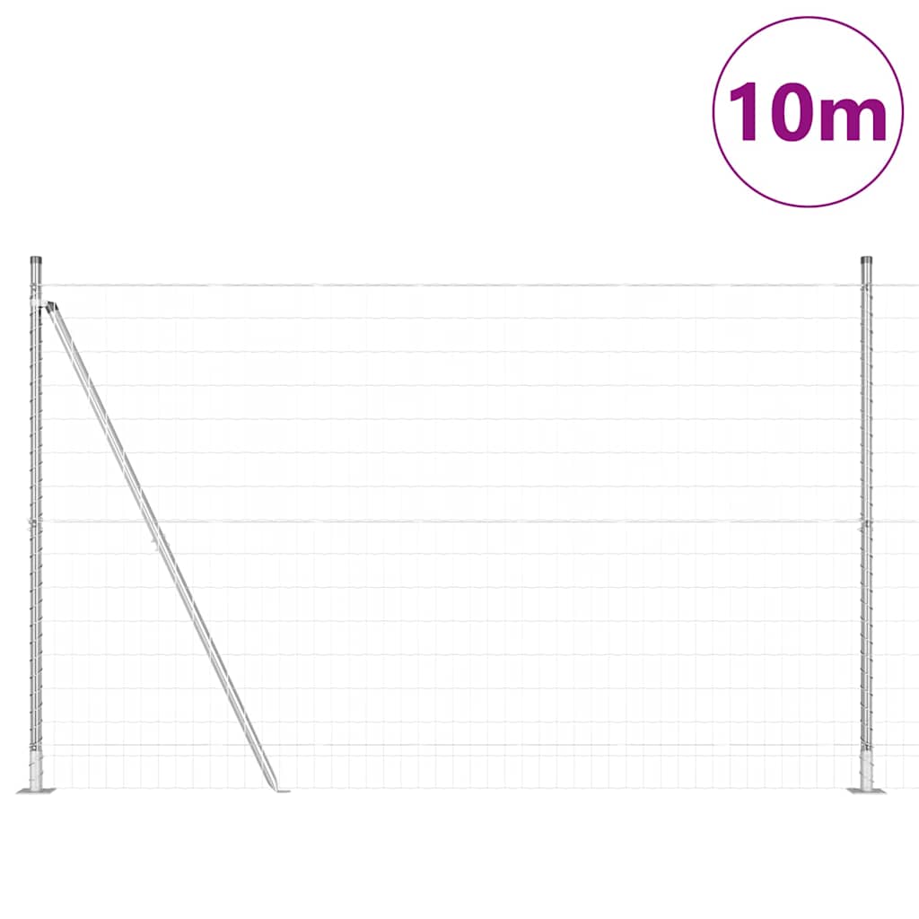 Outdoor Euro Fence with Concrete Base 10 x 1.6 m Silver Mesh