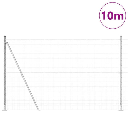 Outdoor Euro Fence with Concrete Base 10 x 1.6 m Silver Mesh