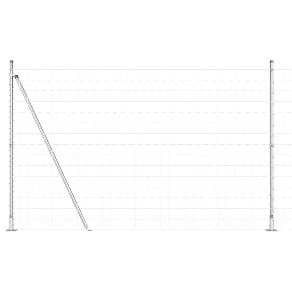 Outdoor Euro Fence with Concrete Base 10 x 1.4 m Silver Mesh