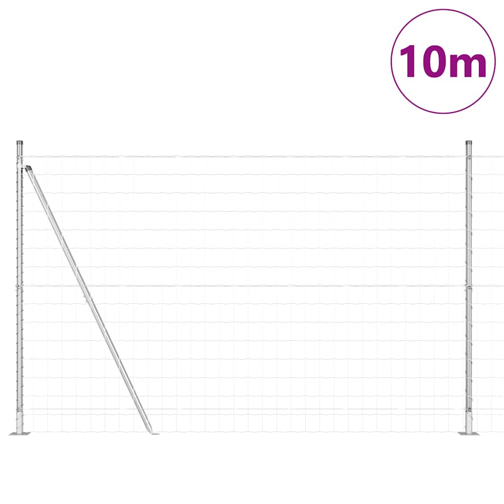 Outdoor Euro Fence with Concrete Base 10 x 1.4 m Silver Mesh