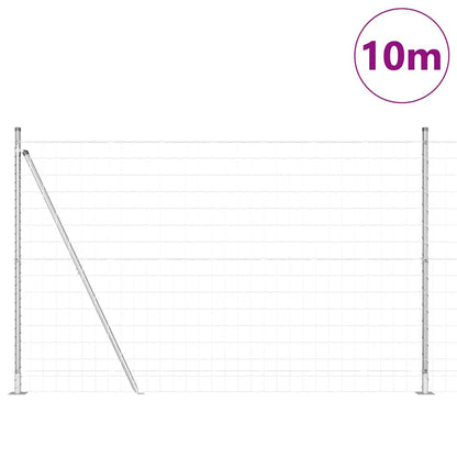 Outdoor Euro Fence with Concrete Base 10 x 1.4 m Silver Mesh