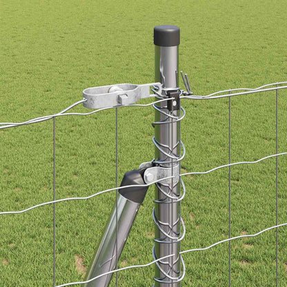Outdoor Euro Fence with Concrete Base 10 x 1.5 m Silver Mesh