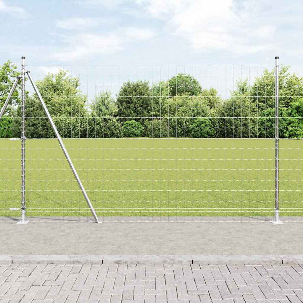 Euro Fence with Concrete Base 10 x 1.6 m Galvanised Steel Mesh
