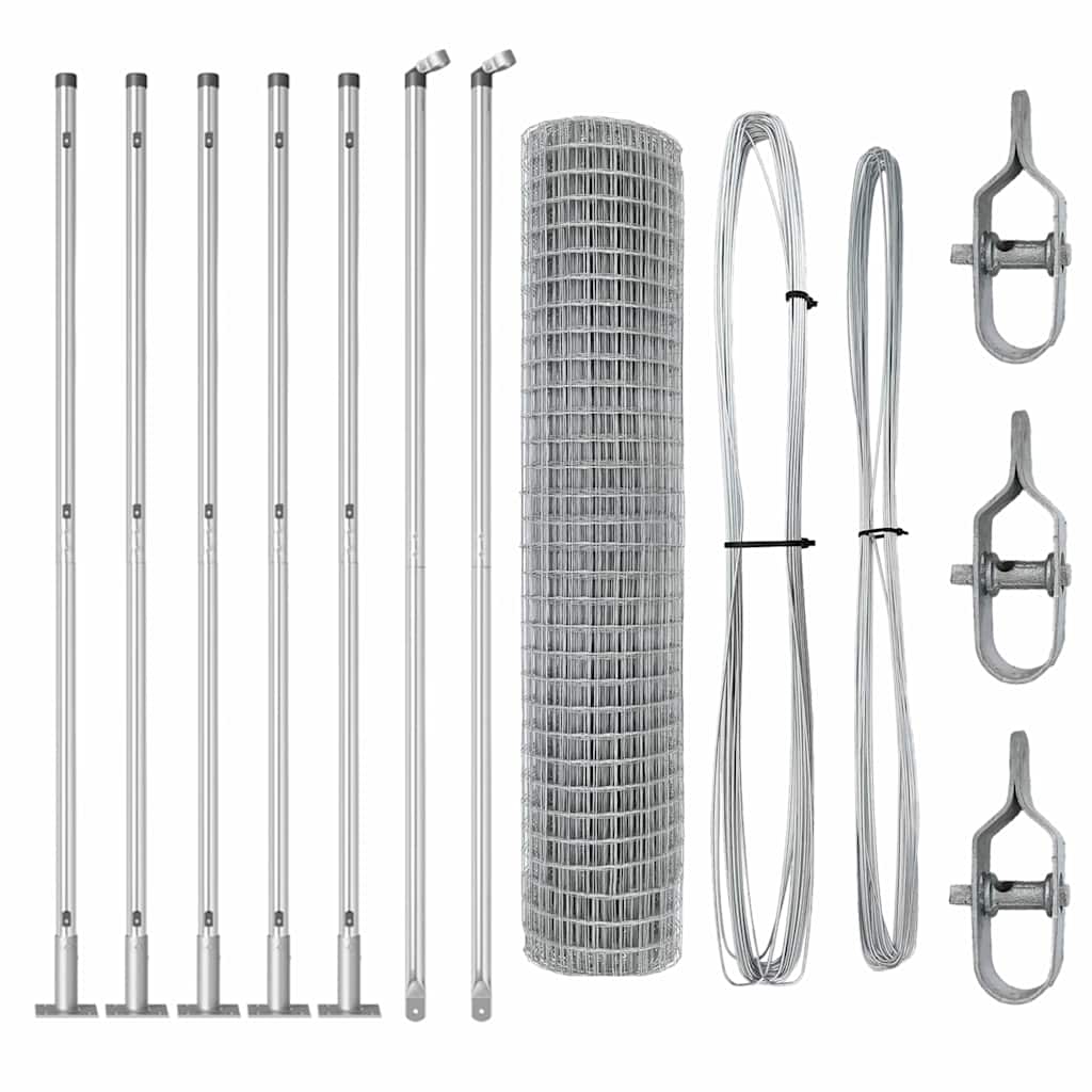 Euro Fence with Concrete Base 10 x 1.4 m Galvanised Steel Mesh