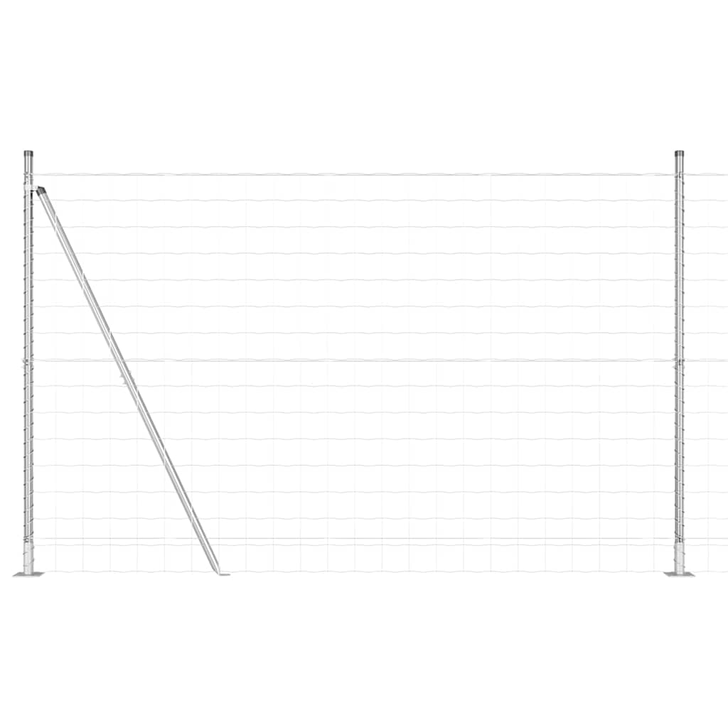 Outdoor Euro Fence with Concrete Base 10 x 1.6 m Silver Mesh