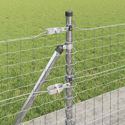Outdoor Euro Fence with Concrete Base 25 x 0.4 m Silver Mesh