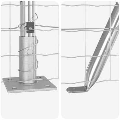Outdoor Euro Fence with Concrete Base 25 x 0.6 m Silver Mesh