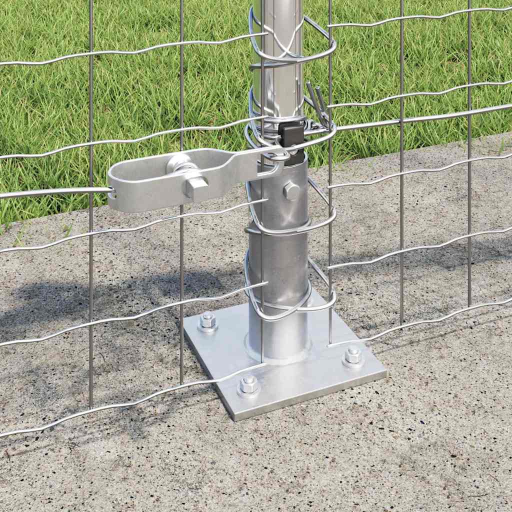 Outdoor Euro Fence with Concrete Base 25 x 0.6 m Silver Mesh