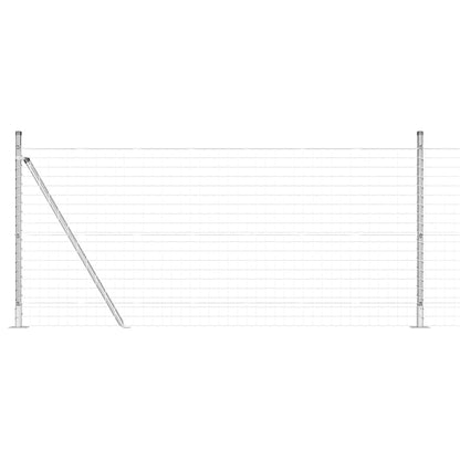 Outdoor Euro Fence with Concrete Base 25 x 0.8 m Silver Mesh