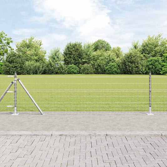 Outdoor Euro Fence with Concrete Base 25 x 0.4 m Silver Mesh