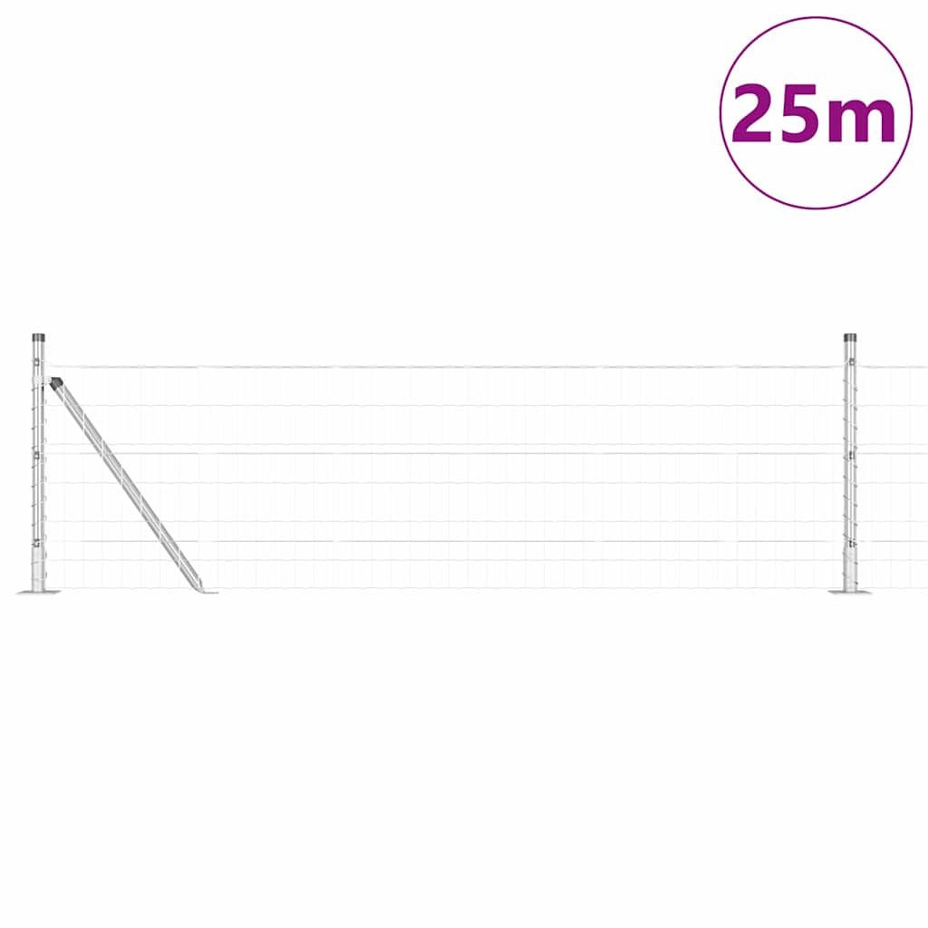 Euro Fence with Concrete Base 25 x 0.6 m Galvanised Steel Mesh
