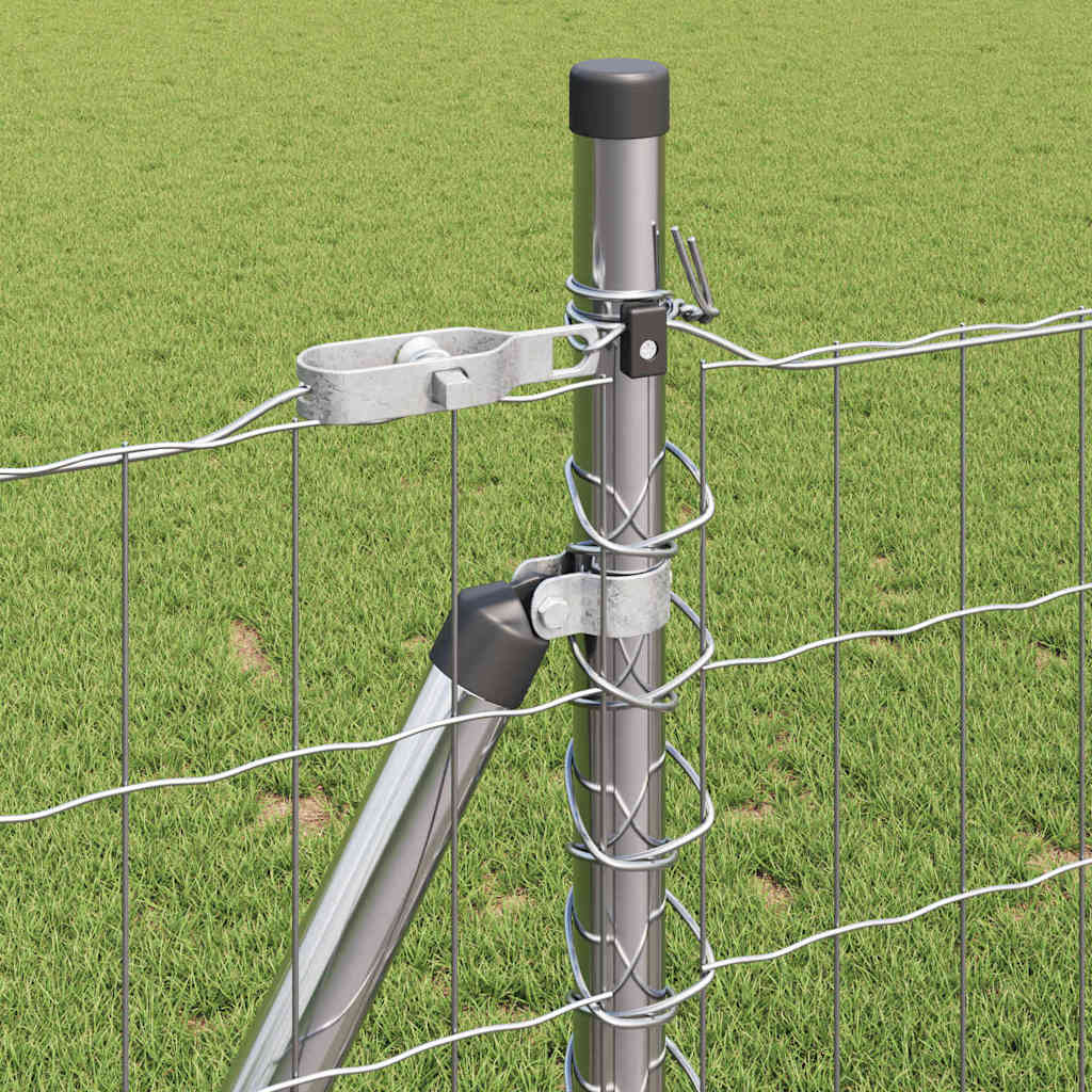 Fence with Post Silver 1 x 25 m Steel