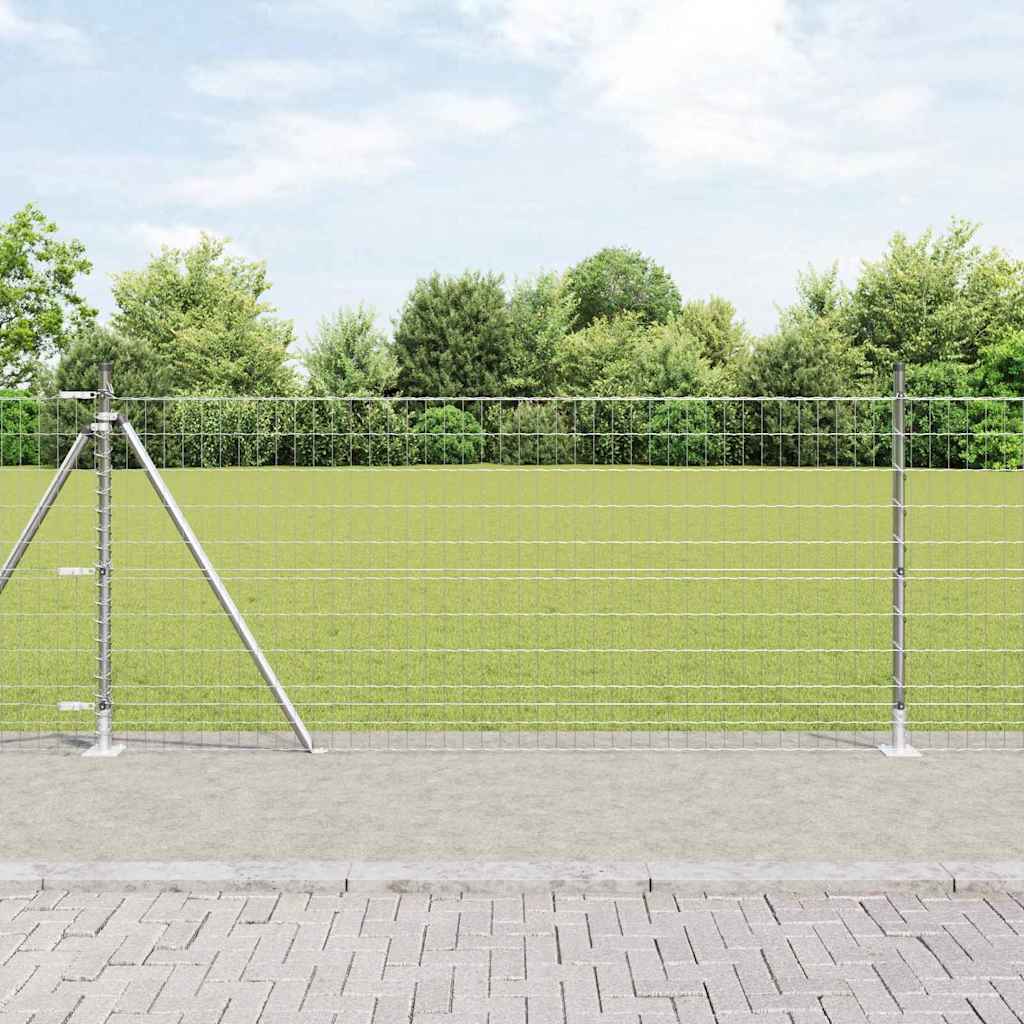 Fence with Post Silver 1 x 25 m Steel
