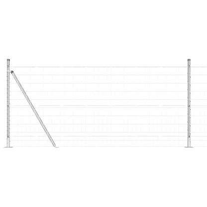 Fence with Post Silver 1 x 25 m Steel