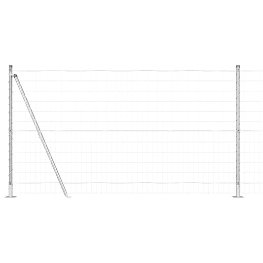 Outdoor Euro Fence with Concrete Base 25 x 1.2 m Silver Mesh