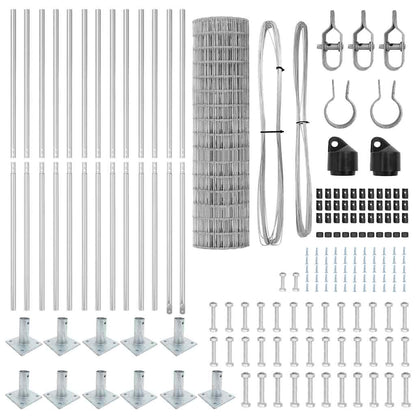 Fence with Post Silver 1.2 x 25 m Steel