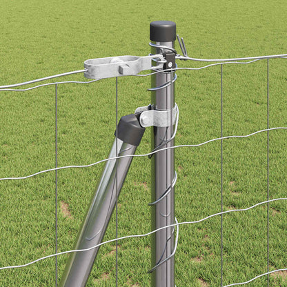Outdoor Euro Fence with Concrete Base 25 x 1.2 m Silver Mesh