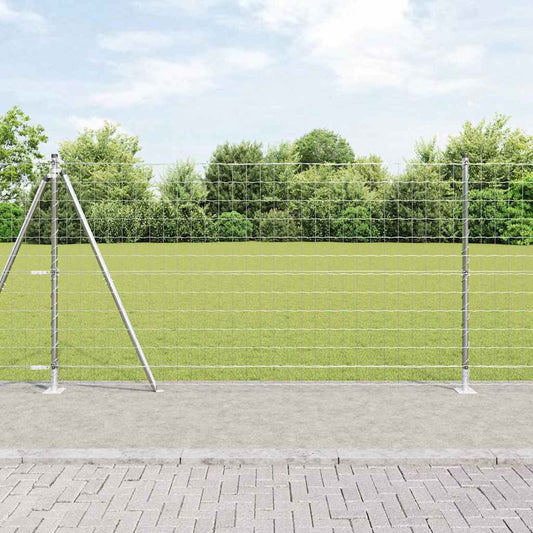 Outdoor Euro Fence with Concrete Base 25 x 1.2 m Silver Mesh