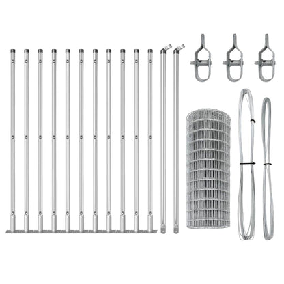 Outdoor Euro Fence with Concrete Base 25 x 0.4 m Silver Mesh