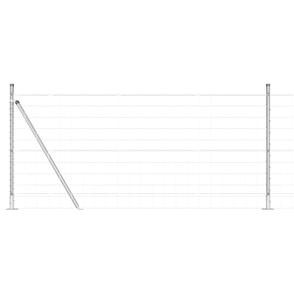 Outdoor Euro Fence with Concrete Base 25 x 0.8 m Silver Mesh