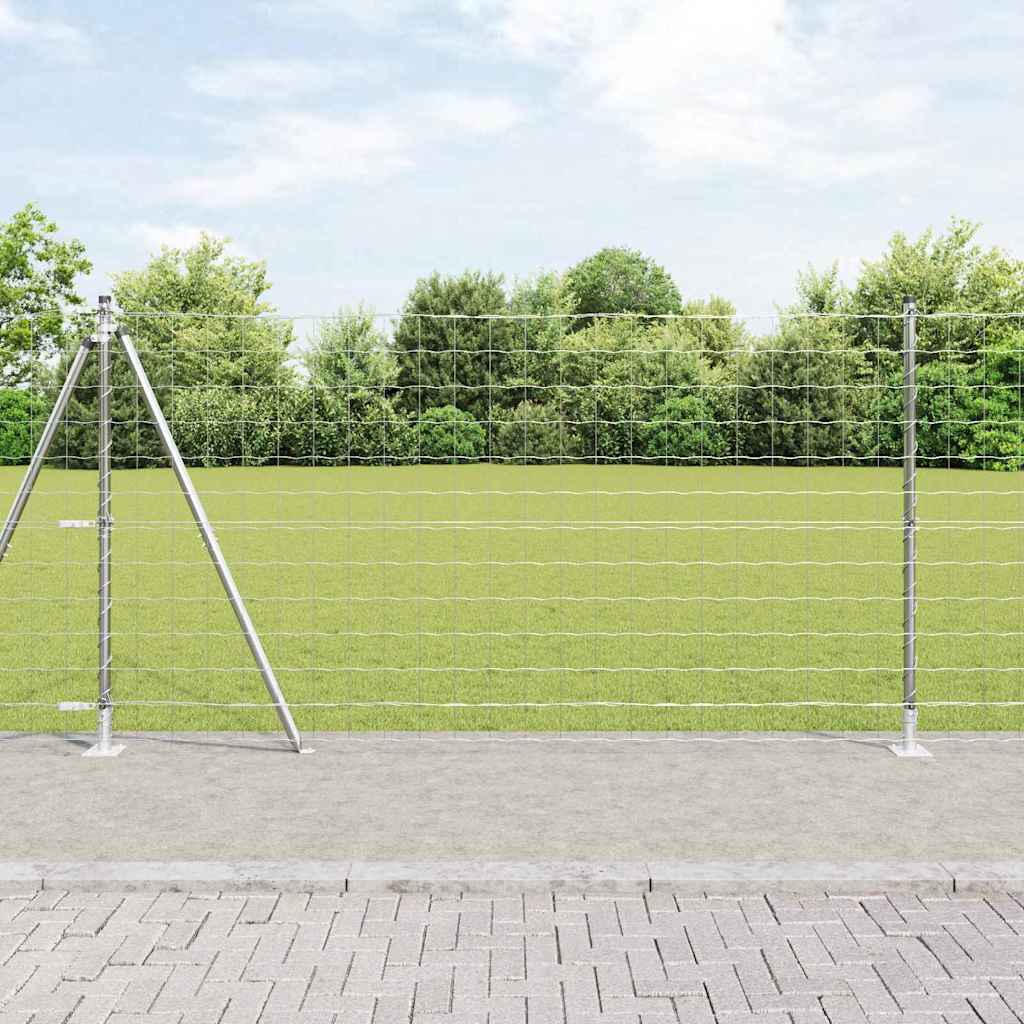 Fence with Post Silver 1.2 x 25 m Steel
