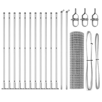 Fence with Post Silver 1.2 x 25 m Steel