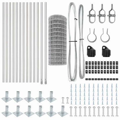Outdoor Euro Fence with Concrete Base 50 x 0.4 m Silver Mesh