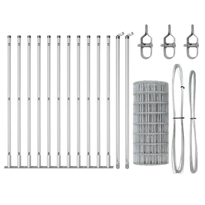 Outdoor Euro Fence with Concrete Base 50 x 0.4 m Silver Mesh