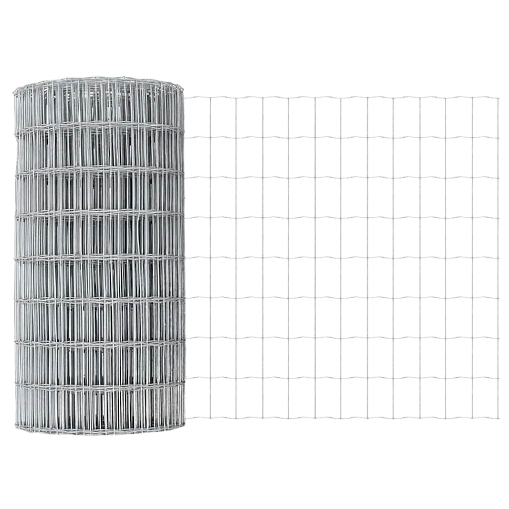Outdoor Euro Fence with Concrete Base 50 x 0.4 m Silver Mesh