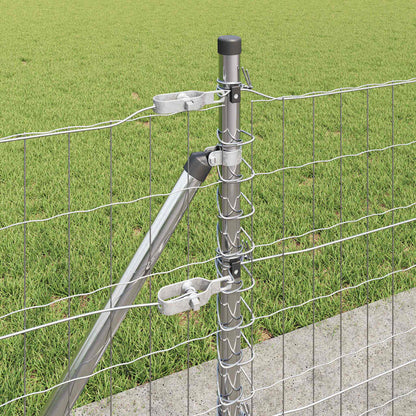 Outdoor Euro Fence with Concrete Base 50 x 0.4 m Silver Mesh