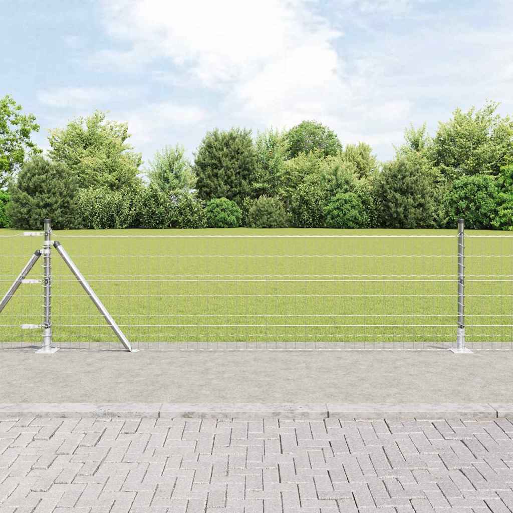 Outdoor Euro Fence with Concrete Base 50 x 0.4 m Silver Mesh