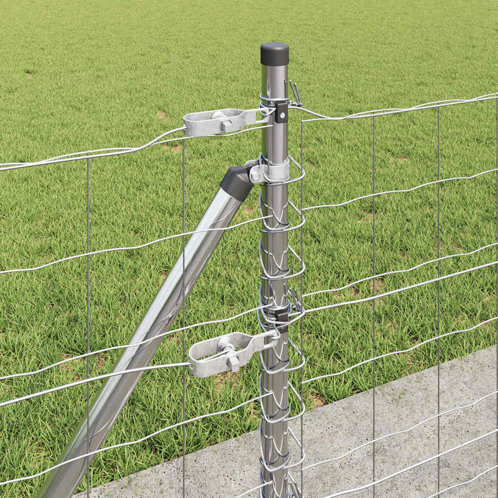 Outdoor Euro Fence with Concrete Base 50 x 0.6 m Silver Mesh
