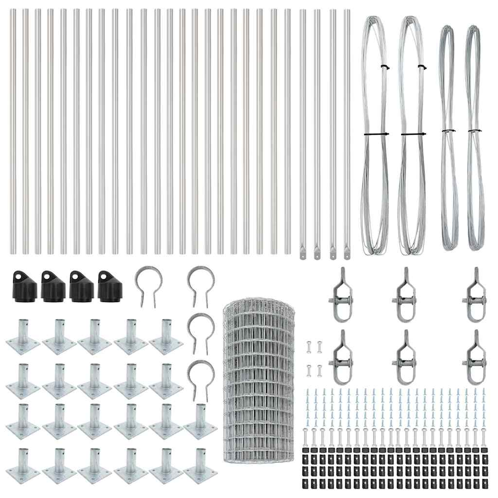 Outdoor Euro Fence with Concrete Base 50 x 0.6 m Silver Mesh