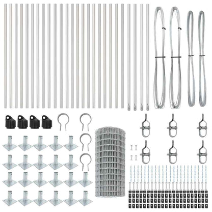 Outdoor Euro Fence with Concrete Base 50 x 0.6 m Silver Mesh