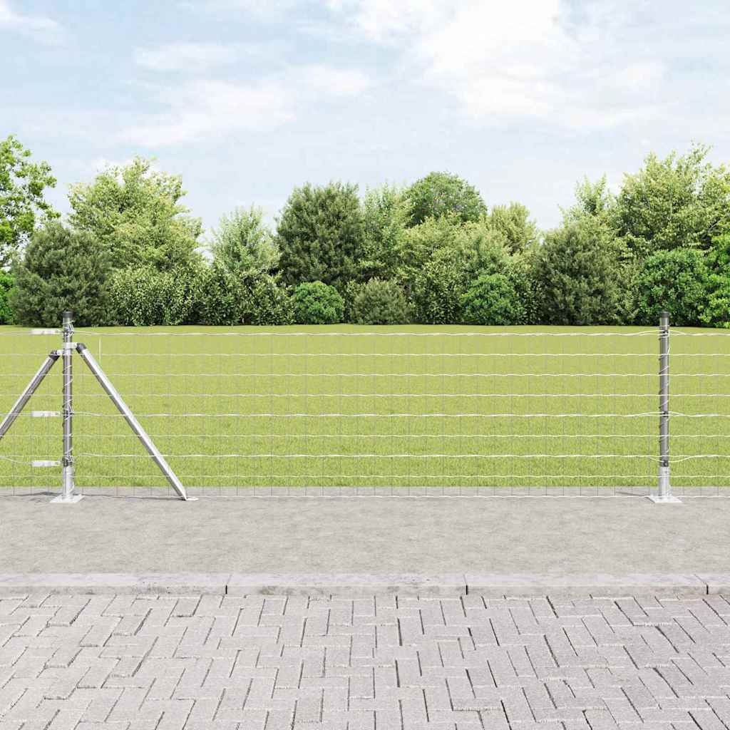 Outdoor Euro Fence with Concrete Base 10 x 0.4 m Silver Mesh