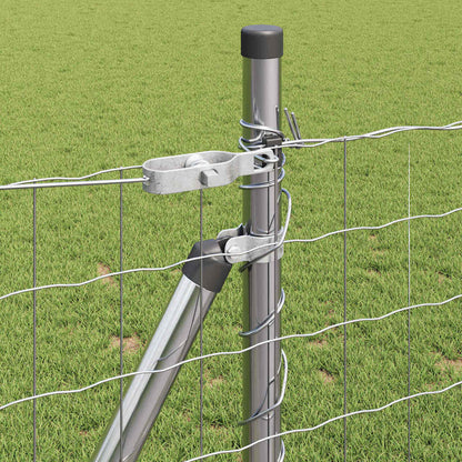 Outdoor Euro Fence with Concrete Base 10 x 0.8 m Silver Mesh