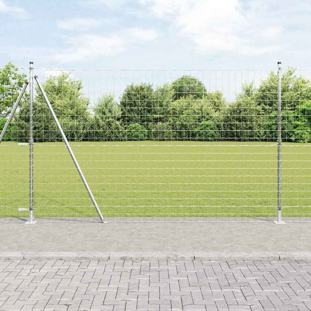 Euro Fence with Concrete Base 10 x 1.4 m Galvanised Steel Mesh