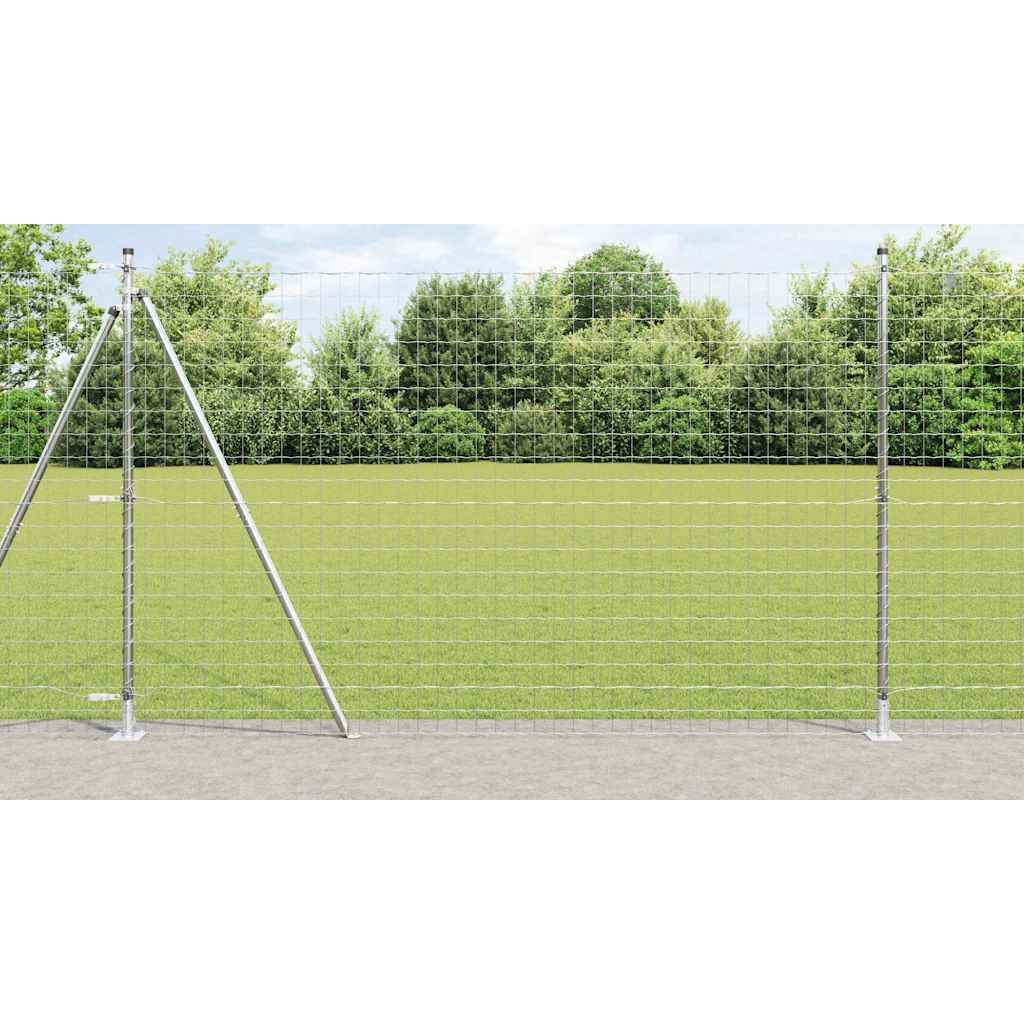 Outdoor Euro Fence with Concrete Base 10 x 1.5 m Silver Mesh