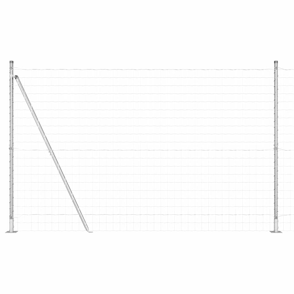 Outdoor Euro Fence with Concrete Base 10 x 1.5 m Silver Mesh