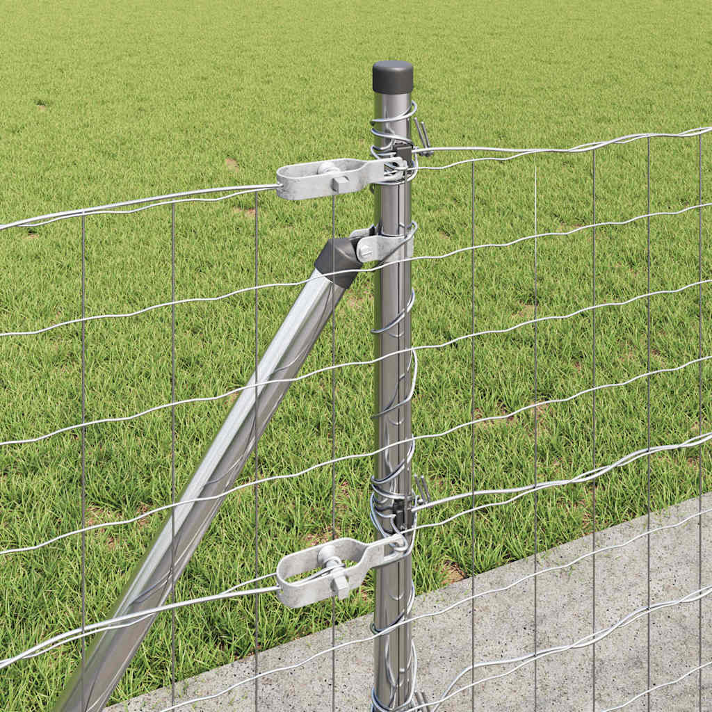 Outdoor Euro Fence with Concrete Base 50 x 0.6 m Silver Mesh