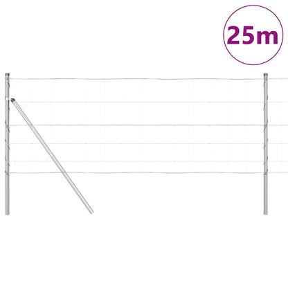 Ground Fix Welded Wire Fence 25 x 0.8 m Galvanised Steel Silver