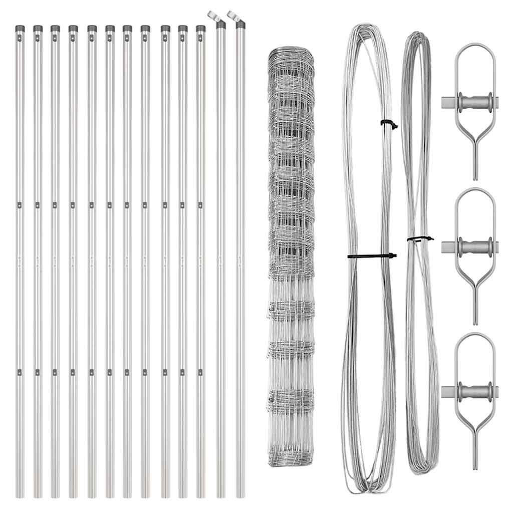 Ground Fix Welded Wire Fence 25 x 1.4 m Galvanised Steel Silver