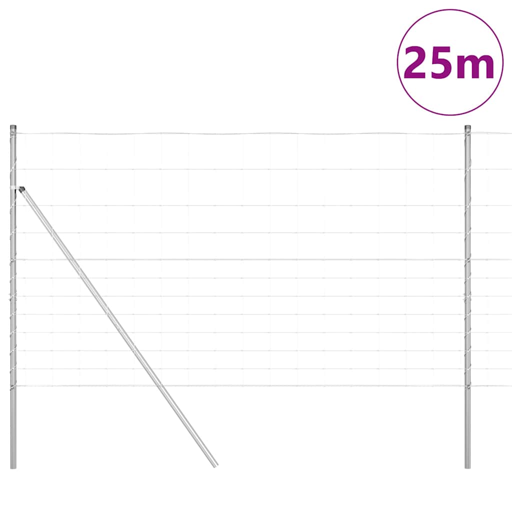 Ground Fix Welded Wire Fence 25 x 1.4 m Galvanised Steel Silver